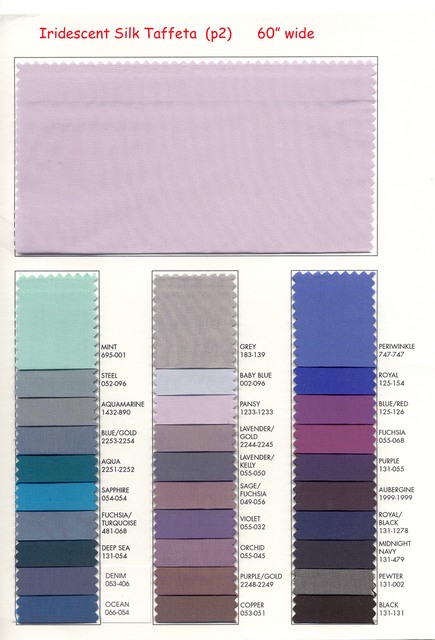 Taffeta Color Chart